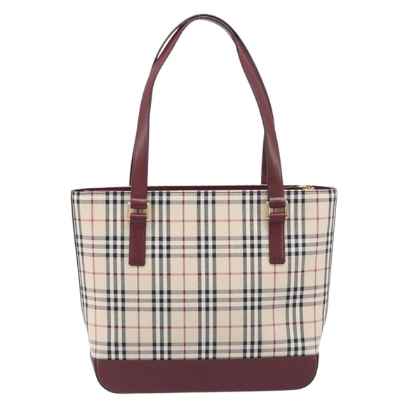 BURBERRY Nova Check Tote Bag Canvas Beige Gold Auth am12898V
