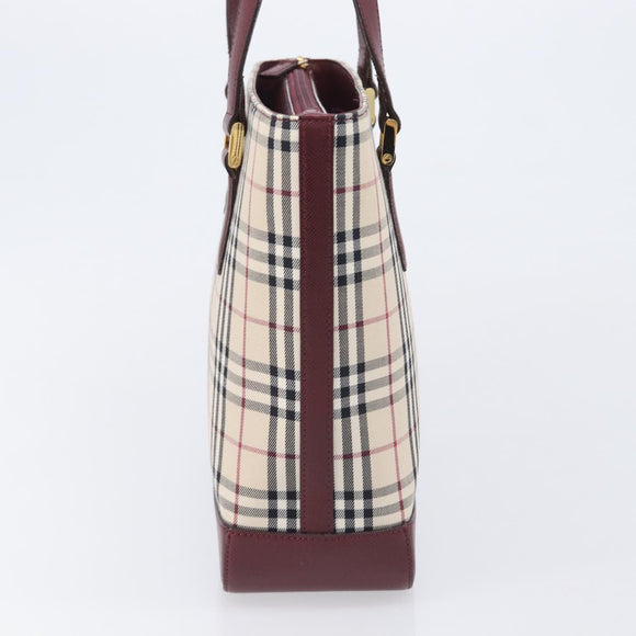 BURBERRY Nova Check Tote Bag Canvas Beige Gold Auth am12898V