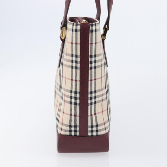 BURBERRY Nova Check Tote Bag Canvas Beige Gold Auth am12898V
