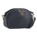 PRADA Shoulder Bag Leather Black Gold Auth am12900A-1