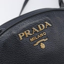 PRADA Shoulder Bag Leather Black Gold Auth am12900A-17