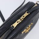 PRADA Shoulder Bag Leather Black Gold Auth am12900A-18