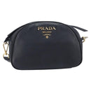 PRADA Shoulder Bag Leather Black Gold Auth am12900A-2