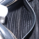 PRADA Shoulder Bag Leather Black Gold Auth am12900A-23