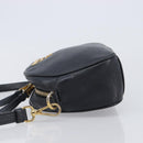 PRADA Shoulder Bag Leather Black Gold Auth am12900A-5