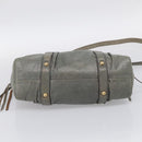 Miu Miu Side ribbon Hand Bag Leather 2way Gray Gold Auth am12902A-12