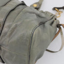 Miu Miu Side ribbon Hand Bag Leather 2way Gray Gold Auth am12902A-13