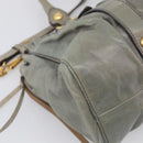 Miu Miu Side ribbon Hand Bag Leather 2way Gray Gold Auth am12902A-16