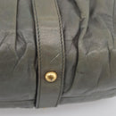 Miu Miu Side ribbon Hand Bag Leather 2way Gray Gold Auth am12902A-18