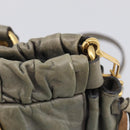 Miu Miu Side ribbon Hand Bag Leather 2way Gray Gold Auth am12902A-20