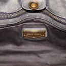 Miu Miu Side ribbon Hand Bag Leather 2way Gray Gold Auth am12902A-21