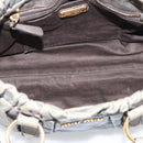 Miu Miu Side ribbon Hand Bag Leather 2way Gray Gold Auth am12902A-22