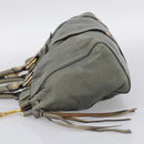 Miu Miu Side ribbon Hand Bag Leather 2way Gray Gold Auth am12902A-4