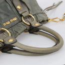 Miu Miu Side ribbon Hand Bag Leather 2way Gray Gold Auth am12902A-7