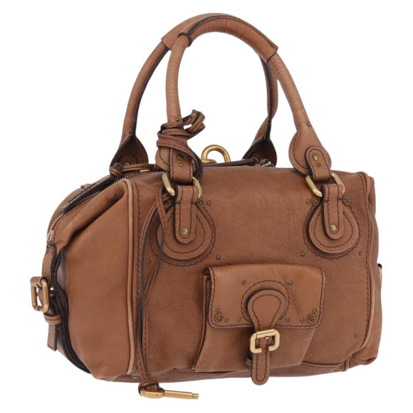 Chloe Paddington Hand Bag Leather Brown Gold Auth am12905V