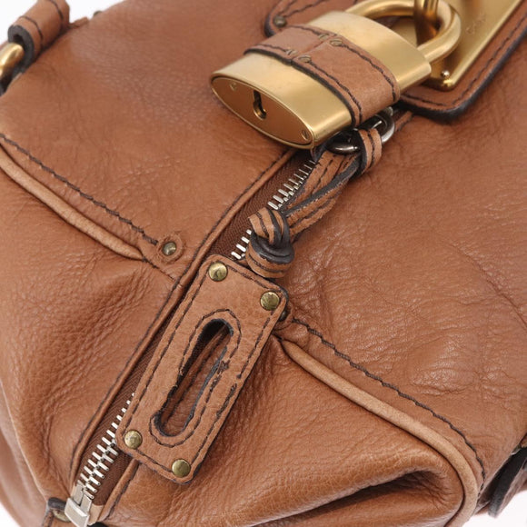 Chloe Paddington Hand Bag Leather Brown Gold Auth am12905V