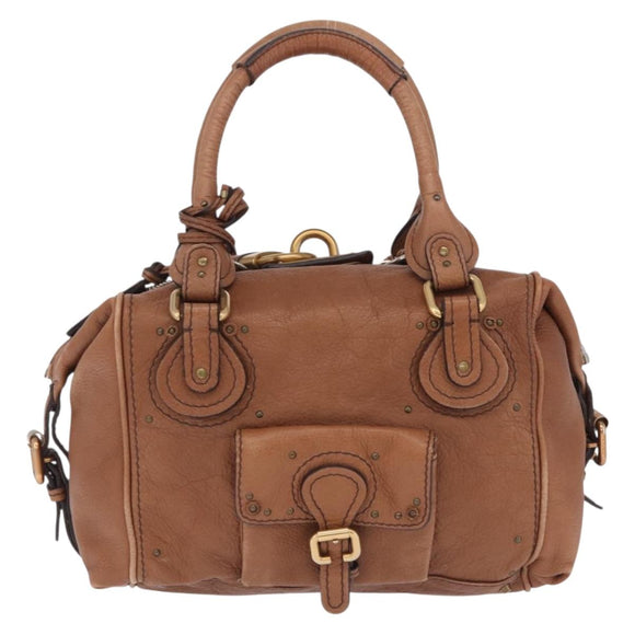 Chloe Paddington Hand Bag Leather Brown Gold Auth am12905V