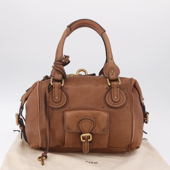 Chloe Paddington Hand Bag Leather Brown Gold Auth am12905V