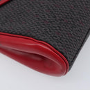 Saint Laurent Clutch Bag Leather Canvas Red Gray gold Auth am12909A-10
