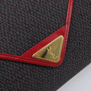 Saint Laurent Clutch Bag Leather Canvas Red Gray gold Auth am12909A-13