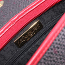 Saint Laurent Clutch Bag Leather Canvas Red Gray gold Auth am12909A-17