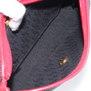 Saint Laurent Clutch Bag Leather Canvas Red Gray gold Auth am12909A-18