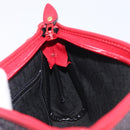Saint Laurent Clutch Bag Leather Canvas Red Gray gold Auth am12909A-19