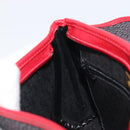 Saint Laurent Clutch Bag Leather Canvas Red Gray gold Auth am12909A-20