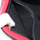 Saint Laurent Clutch Bag Leather Canvas Red Gray gold Auth am12909A-22