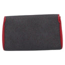 Saint Laurent Clutch Bag Leather Canvas Red Gray gold Auth am12909A-3