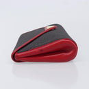 Saint Laurent Clutch Bag Leather Canvas Red Gray gold Auth am12909A-5