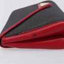 Saint Laurent Clutch Bag Leather Canvas Red Gray gold Auth am12909A-6