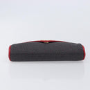 Saint Laurent Clutch Bag Leather Canvas Red Gray gold Auth am12909A-8