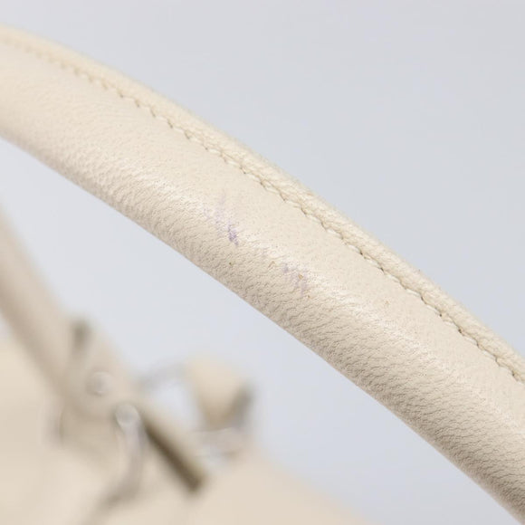 Salvatore Ferragamo Gancini Marissa Hand Bag Leather White Silver Auth am12920V