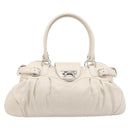 Salvatore Ferragamo Gancini Marissa Hand Bag Leather White Silver Auth am12920V-2