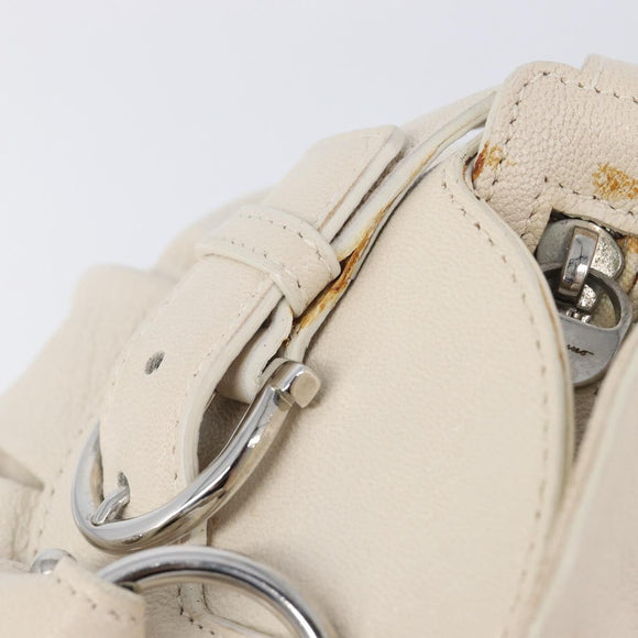 Salvatore Ferragamo Gancini Marissa Hand Bag Leather White Silver Auth am12920V