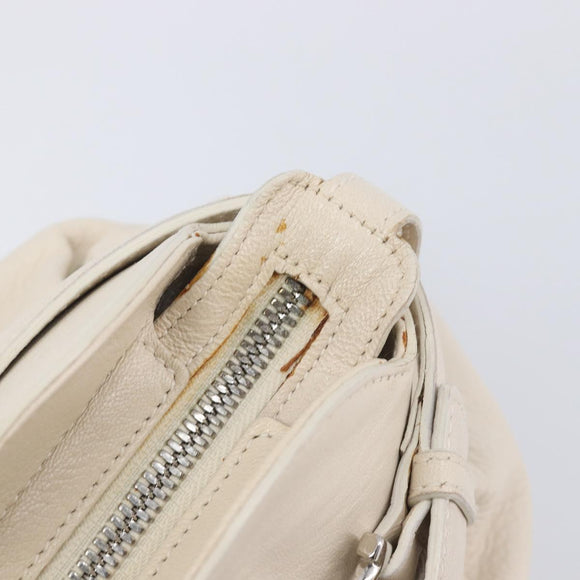 Salvatore Ferragamo Gancini Marissa Hand Bag Leather White Silver Auth am12920V