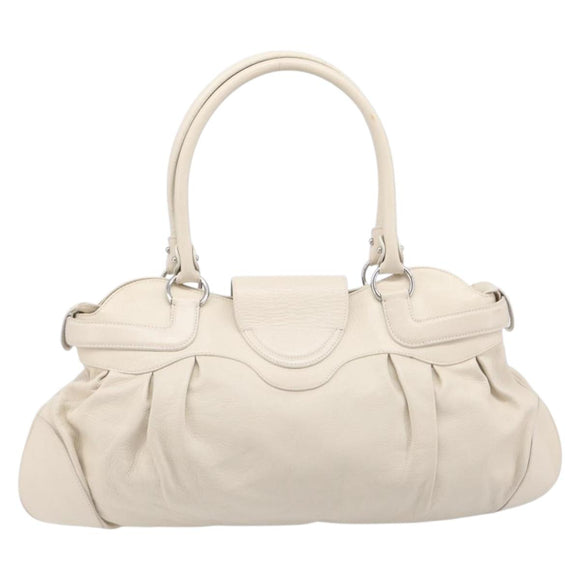 Salvatore Ferragamo Gancini Marissa Hand Bag Leather White Silver Auth am12920V