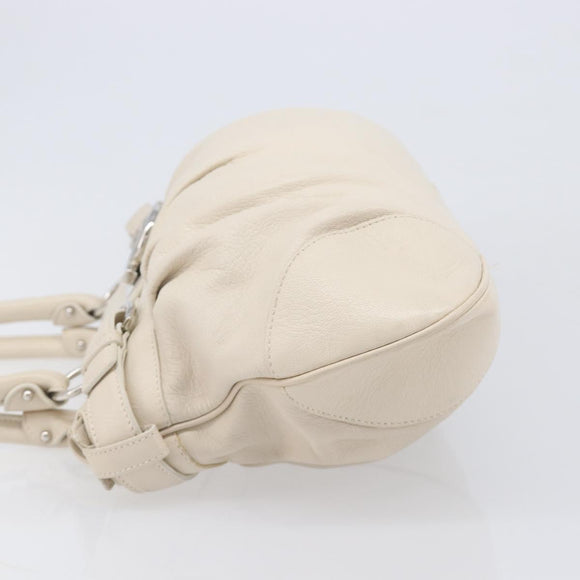 Salvatore Ferragamo Gancini Marissa Hand Bag Leather White Silver Auth am12920V