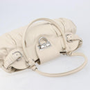 Salvatore Ferragamo Gancini Marissa Hand Bag Leather White Silver Auth am12920V-6