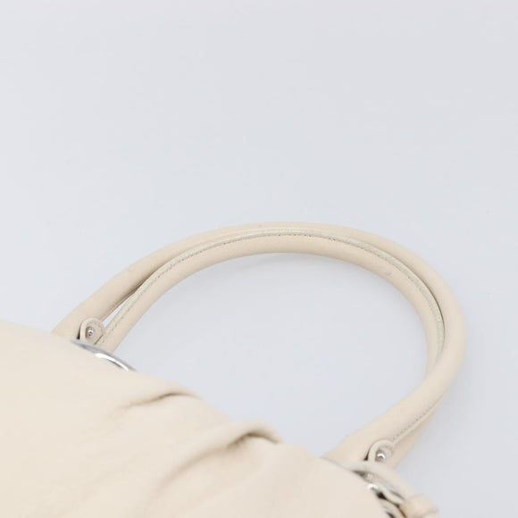 Salvatore Ferragamo Gancini Marissa Hand Bag Leather White Silver Auth am12920V