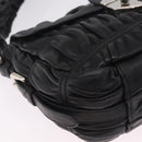 PRADA Ready Lock Hand Bag Leather Black Silver Auth am12925V-10