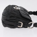 PRADA Ready Lock Hand Bag Leather Black Silver Auth am12925V-4