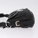 PRADA Ready Lock Hand Bag Leather Black Silver Auth am12925V-5