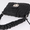 PRADA Ready Lock Hand Bag Leather Black Silver Auth am12925V-6