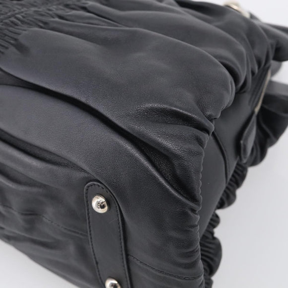 Christian Dior Carreno Hand Bag Leather Black Silver Auth am12928V
