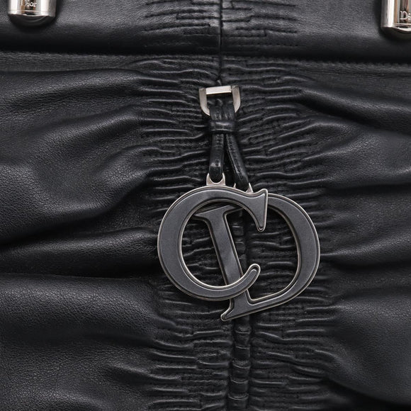 Christian Dior Carreno Hand Bag Leather Black Silver Auth am12928V