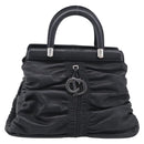Christian Dior Carreno Hand Bag Leather Black Silver Auth am12928V-2