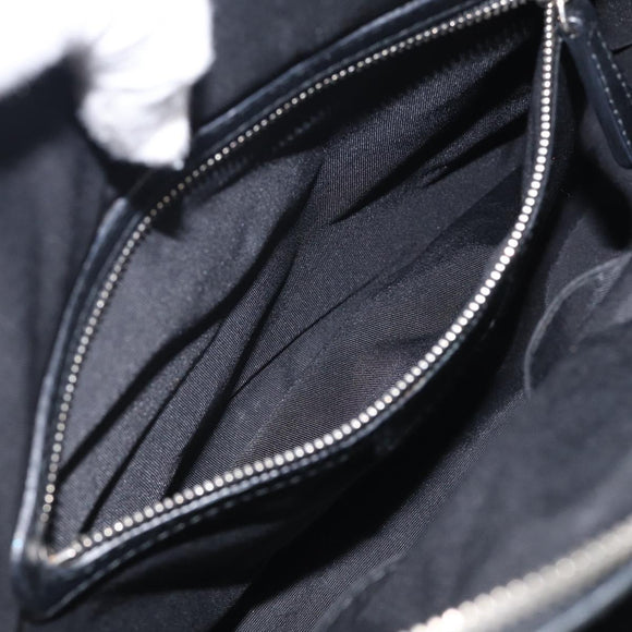 Christian Dior Carreno Hand Bag Leather Black Silver Auth am12928V