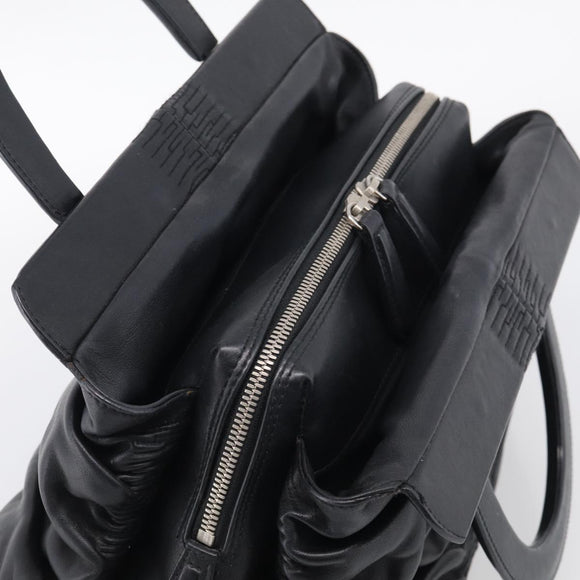 Christian Dior Carreno Hand Bag Leather Black Silver Auth am12928V